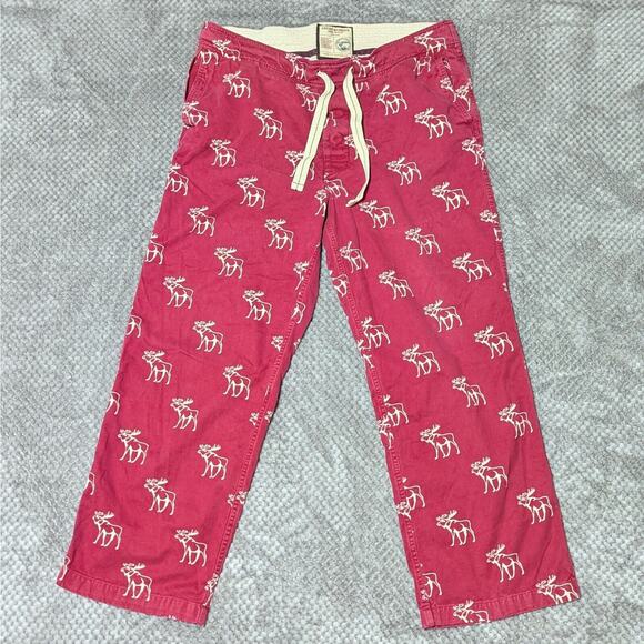 Abercrombie & Fitch Other - Abercrombie & Fitch Pajama Pants Mens Large Red Burgundy Moose Flannel Lounge